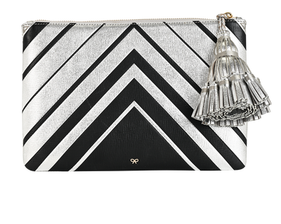 Large Georgiana Clutch, £110, Handbags, Silver, Leather, Front view